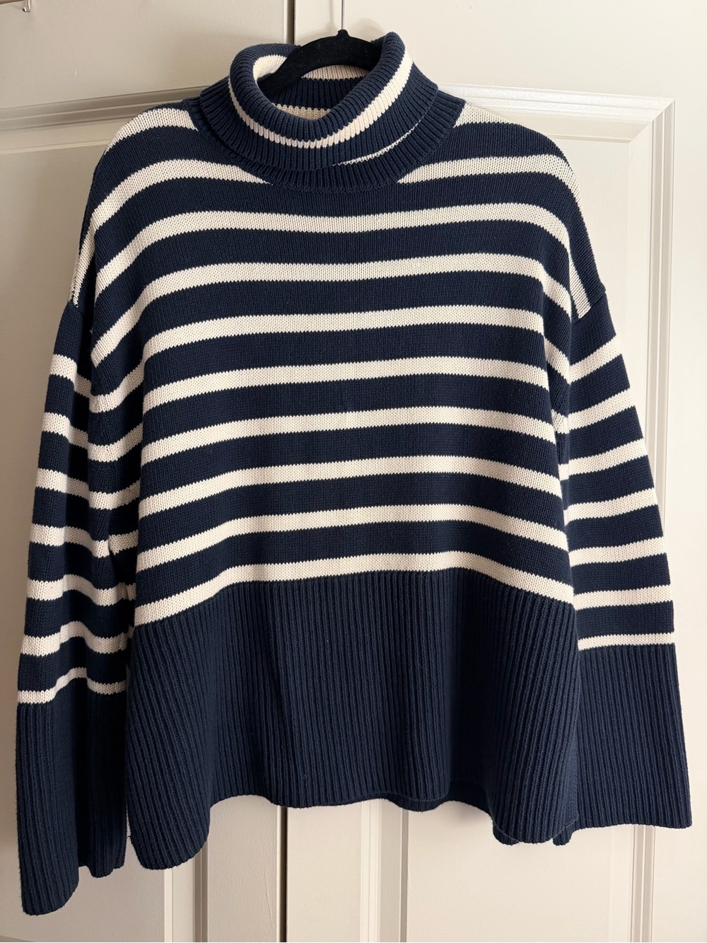 GAP Navy and White Striped Turtleneck Sweater